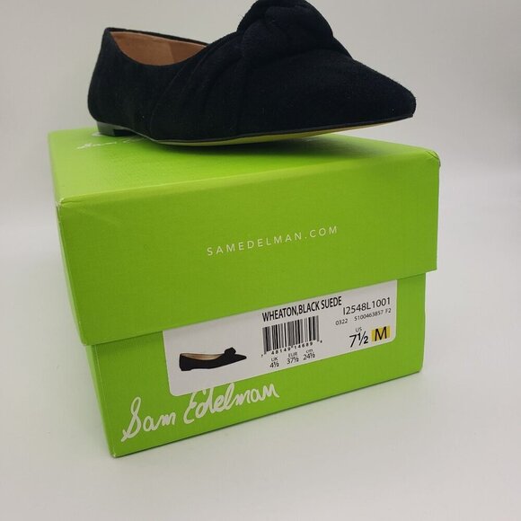 BNIB Sam Edelman Wheaton Black Suede Knot Accent Pointed Toe Flat Size 7.5 - Picture 15 of 15